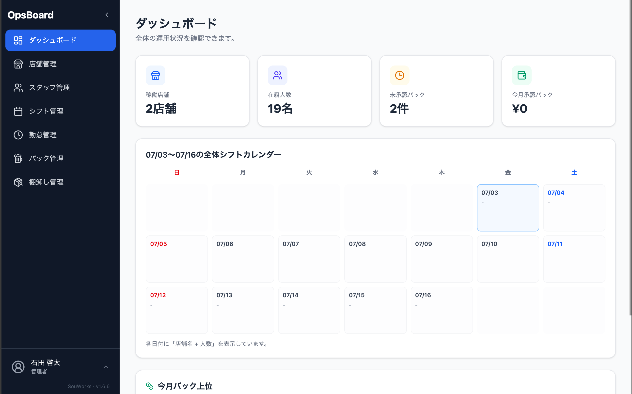ダッシュボード